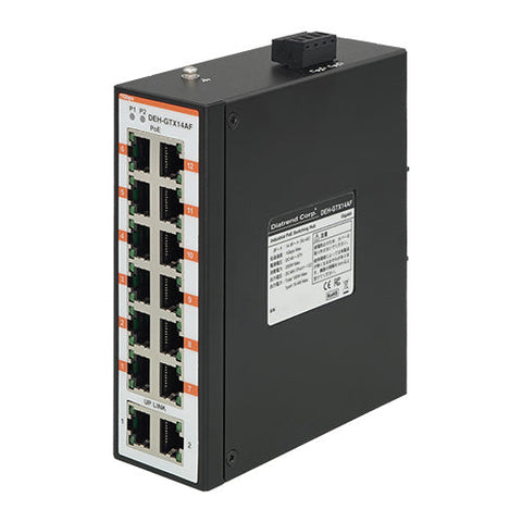 産業用PoEスイッチングハブ<br>ギガビット<br>PoE12ポート イーサネット2ポート<br><b>DEH-GTX14AF</b>