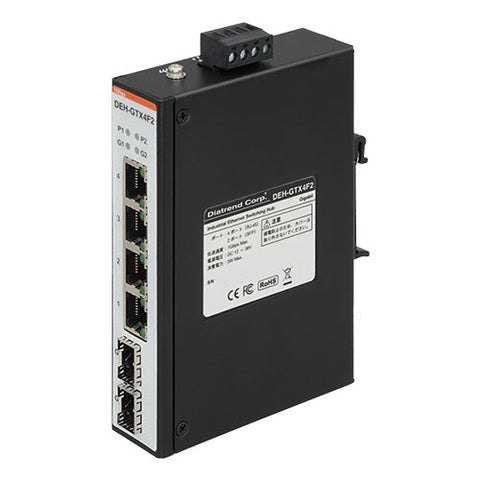 産業用イーサネット<br>スイッチングハブ<br>ギガビット 4ポート<br>SFP 2ポート<br><b>DEH-GTX4F2</b>