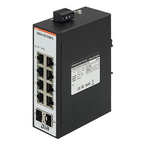 産業用イーサネット<br>スイッチングハブ<br>ギガビット 8ポート<br>SFP 2ポート<br><b>DEH-GTX8F2</b>