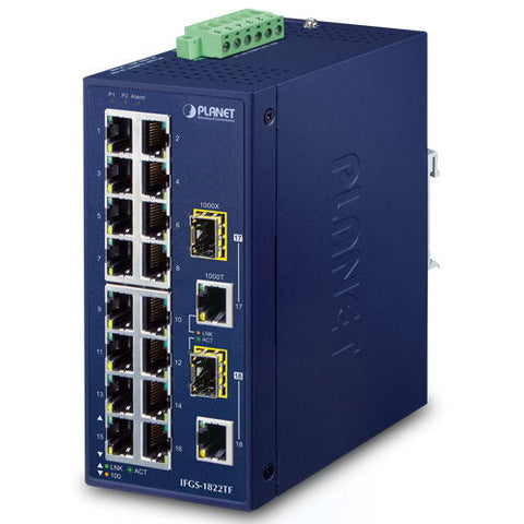 産業用ファストイーサネットスイッチングハブ ギガ・SFPコンボポート付<br><b>IFGS-1822TF</b>