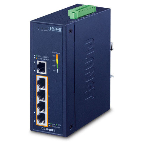 産業用PoE+ギガビットイーサネットスイッチングハブ<br><b>IGS-504HPT</b>