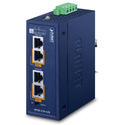 産業用マルチギガビット2ポートPoE++インジェクター<br><b>IPOE-270-12V</b>