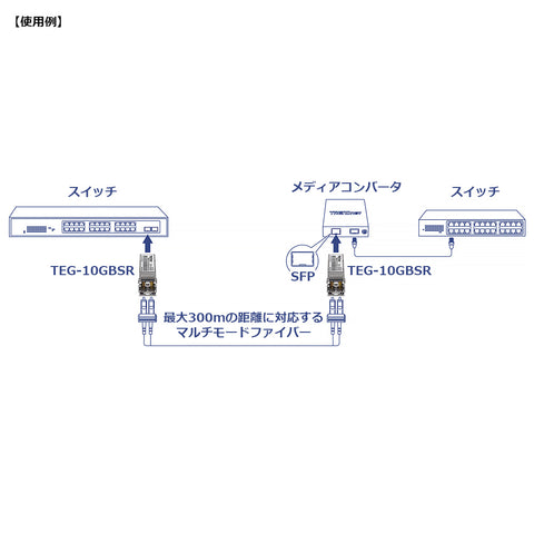 10GBASE-SR SFP+ マルチモードLCモジュール(300m/DDM)<br><b>TEG-10GBSR</b>