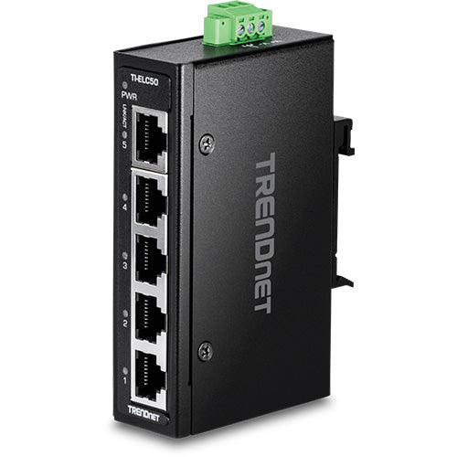 5ポート産業用ファストイーサネットDINレールミニスイッチ<br><b>TI-ELC50</b>