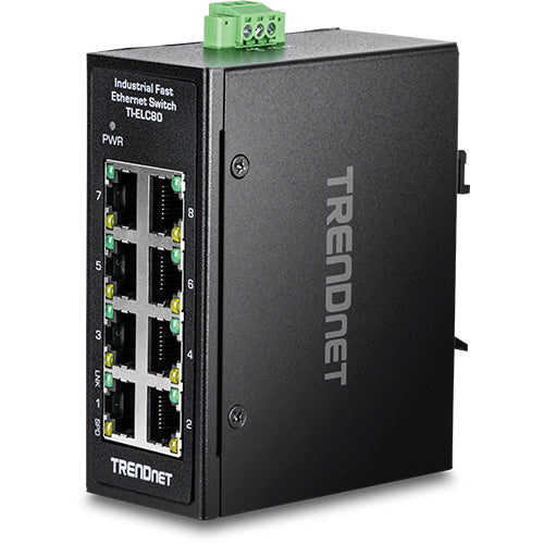 8ポート産業用ファストイーサネットDINレールミニスイッチ<br><b>TI-ELC80</b>
