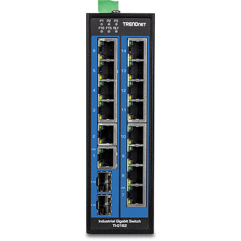 16ポート産業用ギガビットDINレールスイッチ TI-G162 | DIA-EC