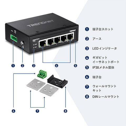 5ポート産業用ギガビットDINレールスイッチ<br><b>TI-G50</b>