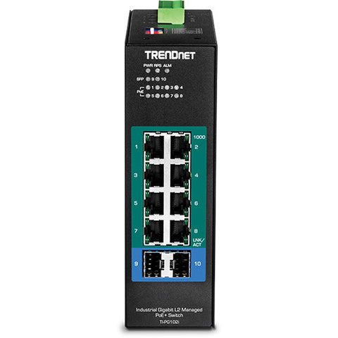 10ポート産業用ギガビットL2マネージドPoE+ DINレールスイッチ 24 - 57V<br><b>TI-PG102i</b>