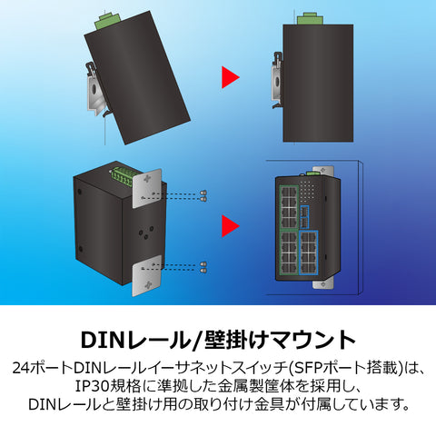 26ポート 強化型産業用ギガビットPoE+ DINレールスイッチ<br><b>TI-PG262</b>