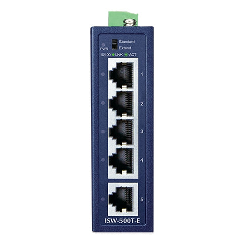 コンパクト産業用5ポート10/100TXイーサネットスイッチ<br><b>ISW-500T-E</b>
