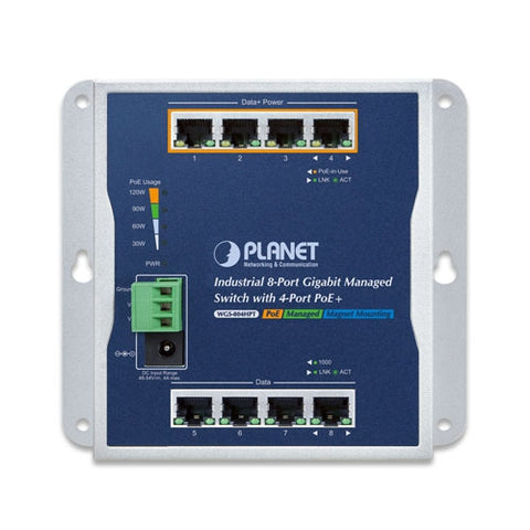 産業用PoE+マネージドギガビットイーサネットスイッチングハブ<br><b>WGS-804HPT</b>