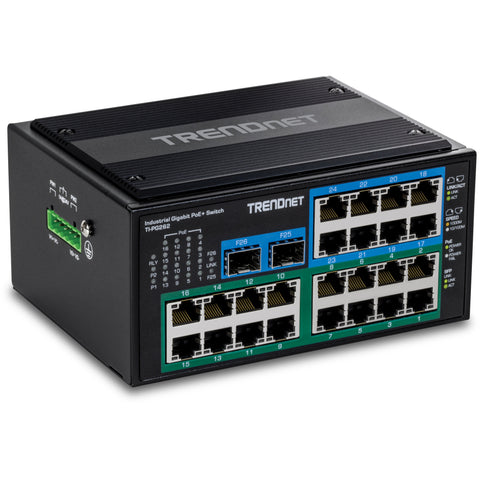 26ポート 強化型産業用ギガビットPoE+ DINレールスイッチ<br><b>TI-PG262</b>