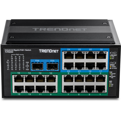 26ポート 強化型産業用ギガビットPoE+ DINレールスイッチ<br><b>TI-PG262</b>