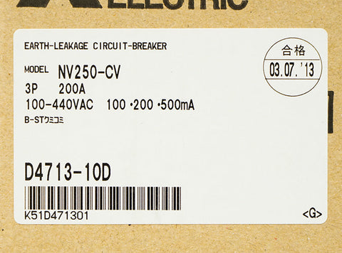 漏電遮断器(NV) <b>NV250-CV 3P 200A 100-440V 1.2.500ｍA B-ST組込</b>