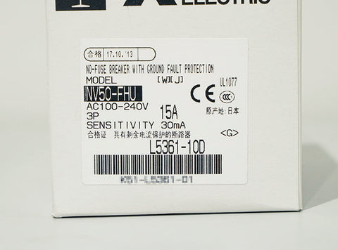漏電遮断器(NV) <b>NV50-FHU 3P AC100-240V 15A 30mA</b><br>※端子ネジなし