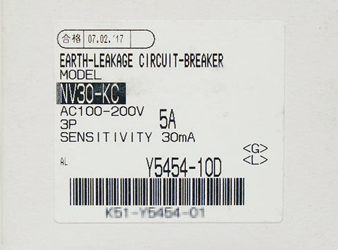 漏電遮断器(NV) <b>NV30-KC 3P 5A  AC100-200V 30mA AL付</b>