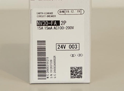 漏電遮断器(NV) <b>NV30-FA 2P 15A 100-200V 15MA</b>