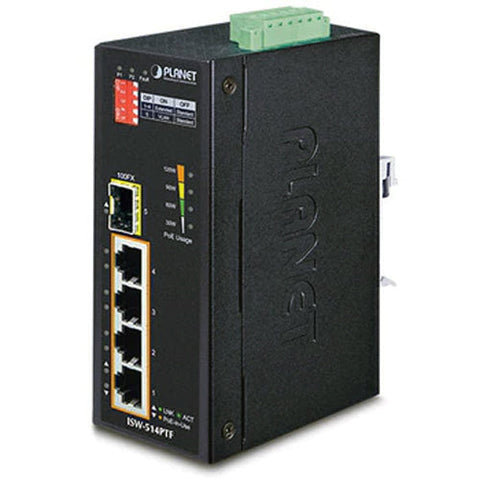 産業用PoE+ファストイーサネットスイッチングハブ SFPポート付<br><b>ISW-514PTF</b>